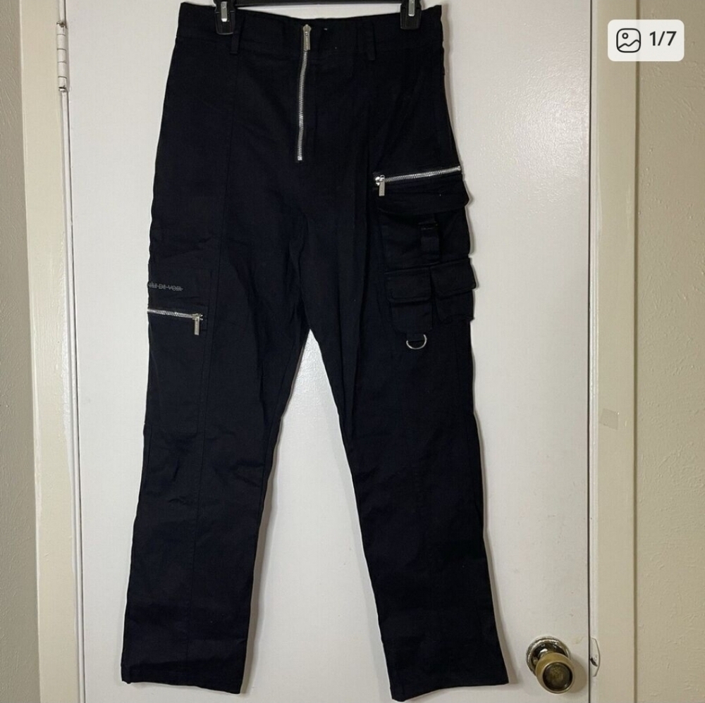 Maniere De Voir Black Cargo Pants with Zipper Detail